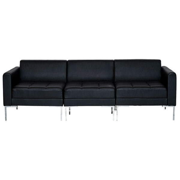 ⁦Flash-Black LeatherSoft Upholstery & Stainless Legs⁩ - الصورة ⁦5⁩