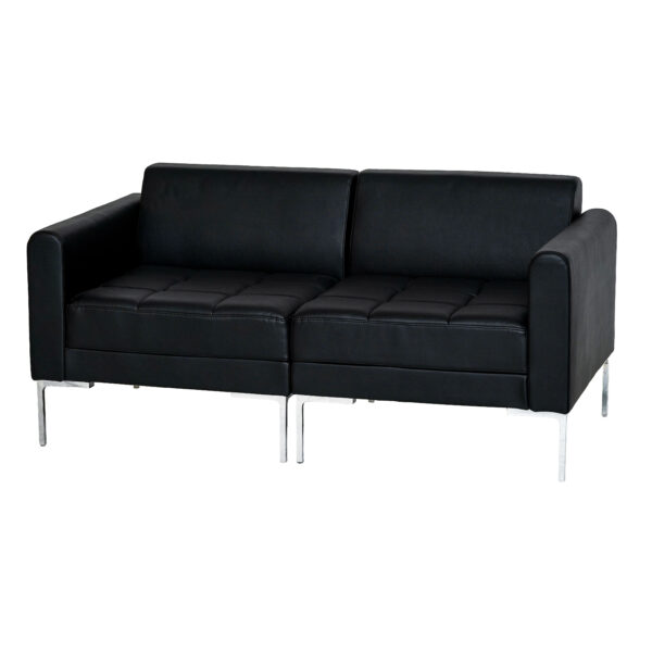 ⁦Flash-Black LeatherSoft Upholstery & Stainless Legs⁩ - الصورة ⁦4⁩
