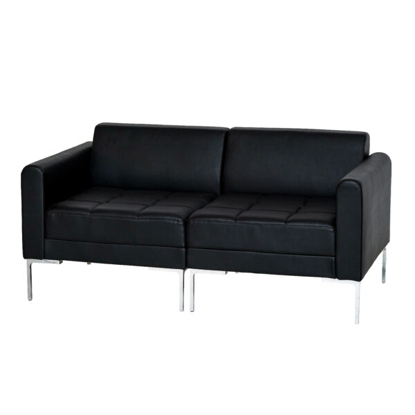 ⁦Flash-Black LeatherSoft Upholstery & Stainless Legs⁩ - الصورة ⁦3⁩
