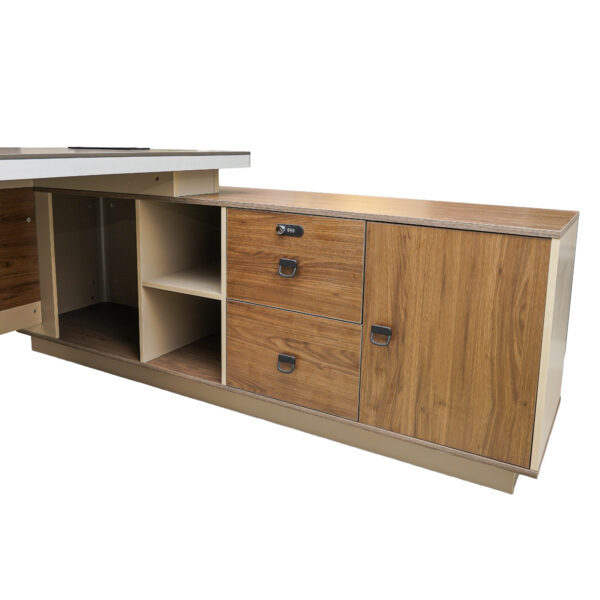 ⁦HONGYISHI Wood Modern L Shaped Desk⁩ - الصورة ⁦2⁩