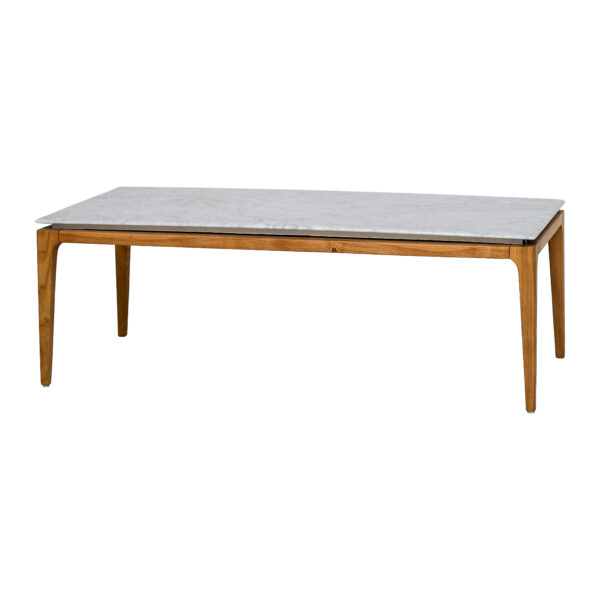 ⁦Stephano White Marble Top Dining Table With wooden leg⁩ - الصورة ⁦2⁩