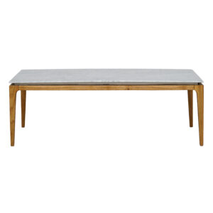 Stephano White Marble Top Dining Table With wooden leg