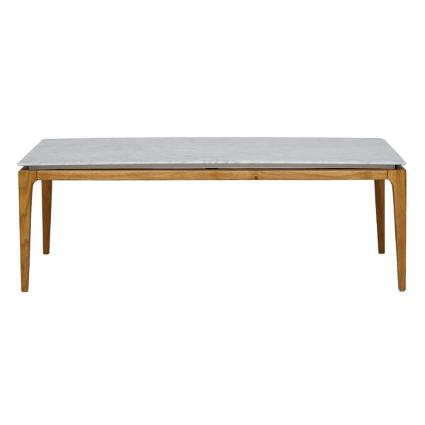 Stephano White Marble Top Dining Table With wooden leg