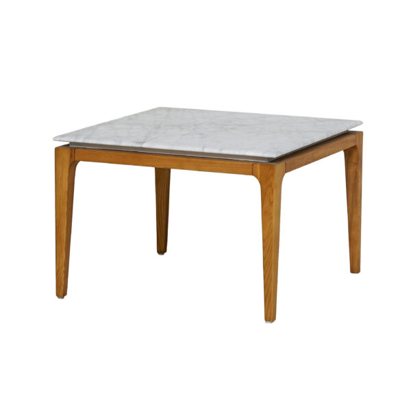 ⁦Stephano White Marble Top Dining Table With wooden leg⁩ - الصورة ⁦3⁩