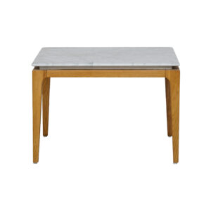 Stephano White Marble Top Dining Table With wooden leg