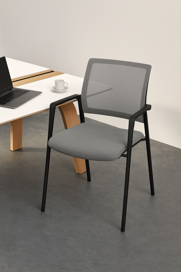 ⁦Mesh Back Stacking Arm Chairs, Guest Reception Chairs, Ergonomic Office Chair with Armrests⁩ - الصورة ⁦4⁩