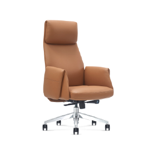 كرسي مكتبي جلد بني فاتح